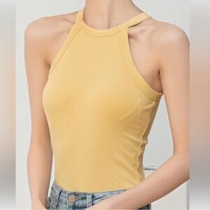 Dynamite Yellow Fitted Crop Tank Top